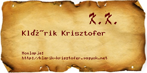 Klárik Krisztofer névjegykártya