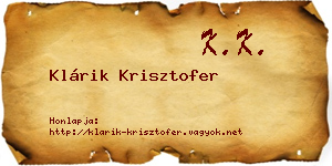 Klárik Krisztofer névjegykártya